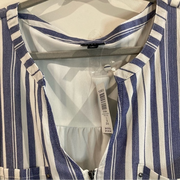TORRID Sz 3 Blue & White Stripe Zip Front Drawstring Shirt Dress New with Tags - Picture 9 of 15